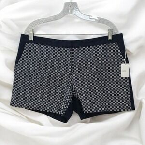 Dalia Shorts Woman 14‎ Navy Blue with Woven Print Pockets Casual Walking Travel